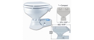 Jabsco Quiet Flush elektrisch toilet 12V compacte pot met spoelpomp