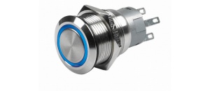 LED schakelaar aan/uit, blauw 12v 25 mm