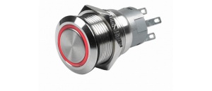 LED schakelaar aan/uit, rood 24v 25 mm