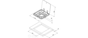 Gaskomfoor met afdekplaat 440x440x90 mm, drie branders