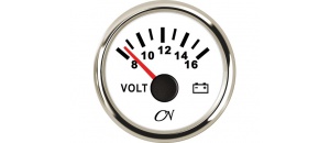 Voltmeter 8-16 volt wit/chroom CN