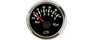 Oliedrukmeter 0-5 bar zwart/chroom CN