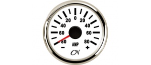 Ampèremeter 80A wit/chroom CN inclusief shunt