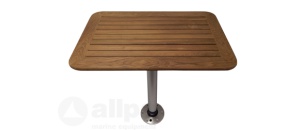 Rechthoekig massief teak tafelblad 550 X 800 met afgeronde hoeken inclusief tafelpoot